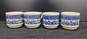 Bundle of 4 Vintage White and Blue Ceramic Stacking Tea Cups image number 1