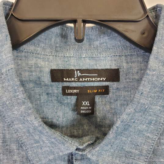 Marc Anthony Men Blue Button Up SZ XXL NWT image number 2