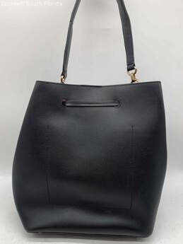 Lauren Ralph Lauren Womens Black Leather Drawstring Bucket Bag Purse alternative image