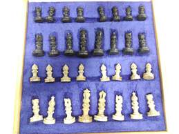 Marble Chess Set Wood Storage Travel Case