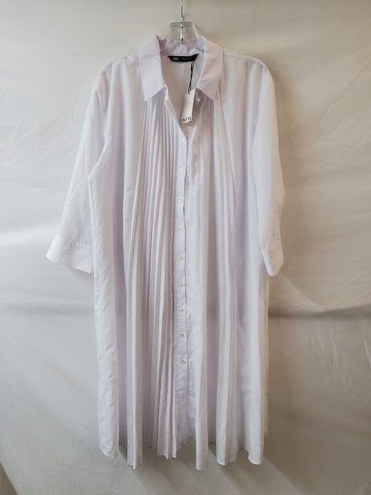 Zara White Button Down Shirt Dress Size M image number 1