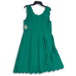 NWT Sigrid Olsen Womens Green Square Neck Sleeveless Fit & Flare Dress Size L alternative image