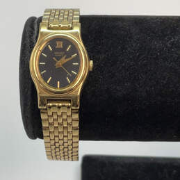 Designer Seiko V401-5109 Stainless Steel Black Oval Dial Analog Wristwatch