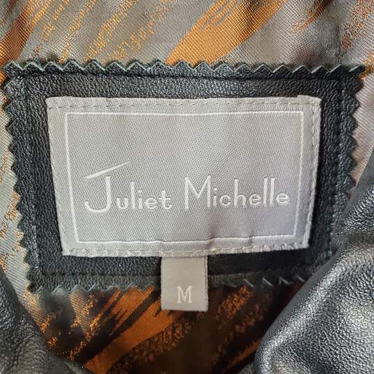 Juliet Michelle Women Black Leather Jacket M image number 3