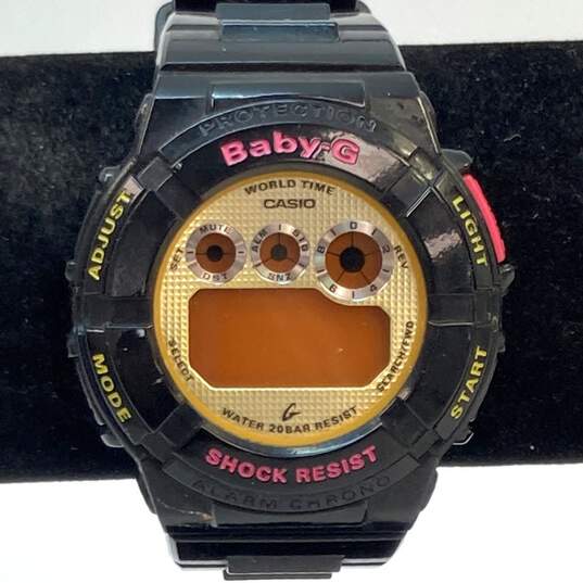 Designer Casio Baby-G 3254 Black Shock Resist Day & Date World Time Wristwatch image number 1