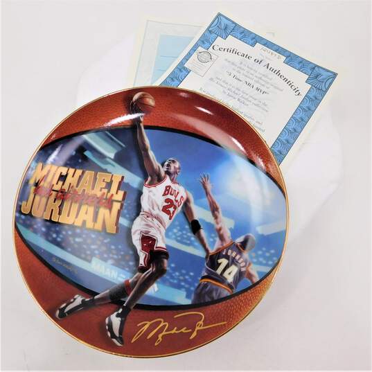 Bradford Exchange 1998 Michael Jordan His Airness 5 Time NBA MVP Collector Plate image number 1