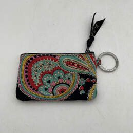 Authentic Womens Multicolor Paisley Keychain Ring Zipper Card Wallet