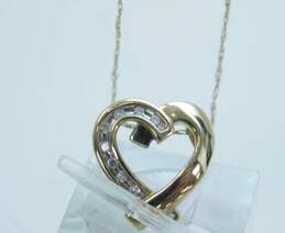10K Yellow Gold Diamond Accent Ribbon Heart Pendant Necklace 1.5g