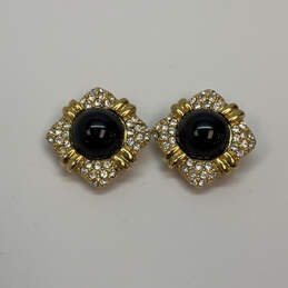 Designer Joan Rivers Gold-Tone Black Stone Rhinestone Stud Earrings