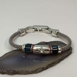 Designer Brighton Independence Silver-Tone Red Blue Mesh Chain Bracelet