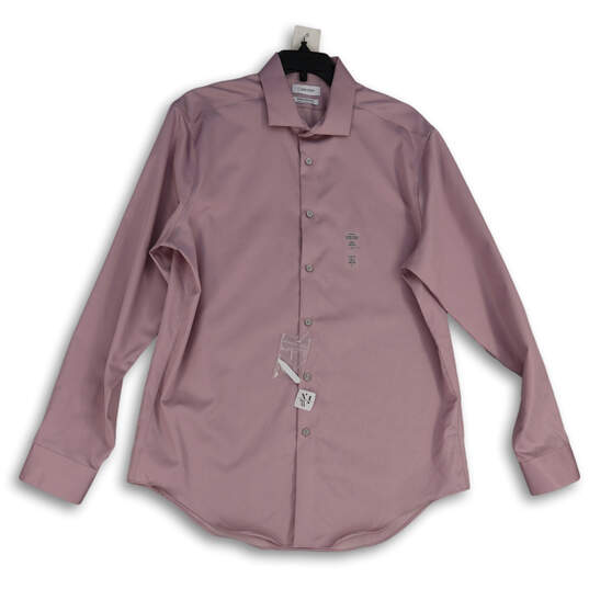 NWT Mens Pink Spread Collar Slim Fit Button-Up Shirt Size L (16.5 34/35) image number 1