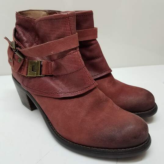 Sundance Red Suede Buckle Boots Bootie Shoes Size 6.5 image number 1