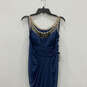NWT Womens Blue Beaded Sleeveless Greek Goddess Evening Ball Gown Dress Sz 6 image number 3
