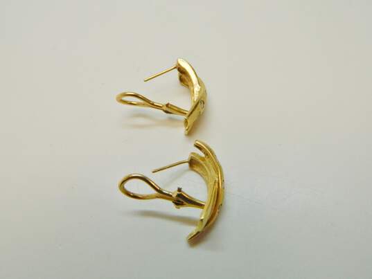 Elegant 14K Yellow Gold 0.48cttw Diamond Omega Back X Cross Earrings 7.8g image number 3