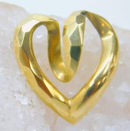 14K Gold Hammered & Smooth Twisted Open Heart Pendant 3.2g alternative image