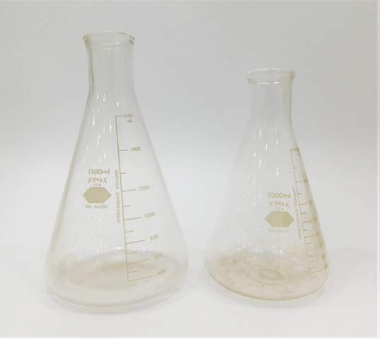 2 KIMAX Glass 1000mL & 1500ml Heavy Wall Erlenmeyer Flasks image number 1