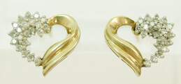 10K Yellow Gold 0.44 CTTW Diamond Ribbon Heart Post Earrings 2.6g