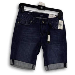 NWT Womens Blue Nordstrom Medium Wash Pull-On Cuffed Bermuda Shorts Size 26