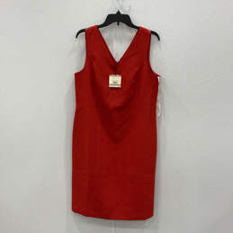 NWT Womens Red Sleeveless V-Neck Back Zip Fancy Sheath Dress Size 12