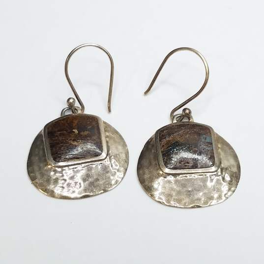 Silpada Sterling Silver Gemstone Hammered Dangle Earrings 6.4g image number 4