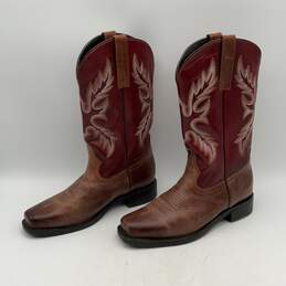 Masterson Boots Mens Brown Red Square Toe Pull-On Cowboy Western Boots Size 11