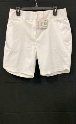 NWT Puma Womens White Flat Front Slash Pockets Athletic Golf Shorts Size Large