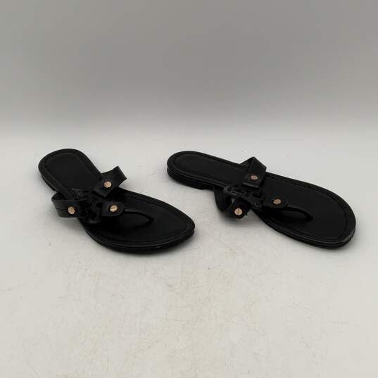Tory Burch Womens Miller Black Gold Leather Slip On Thong Sandals Size 40 image number 1