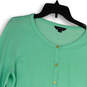 Womens Green Long Sleeve Pockets Button Front Cardigan Sweater Size Large image number 3