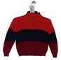 Mens Multicolor Zip Striped Mock Neck Long Sleeve Pullover Sweater Size Medium image number 1