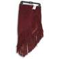 NWT Intermix Womens Red Fringe Asymmetrical Hem Straight & Pencil Size M image number 1