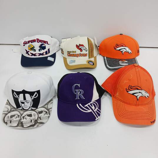 6 Assorted Sports Team Hat Bundle image number 1