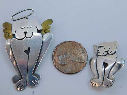 Far Fetched 925 & Brass Angel Dog & Puppy Kitschy Brooches Variety 11.9g image number 5