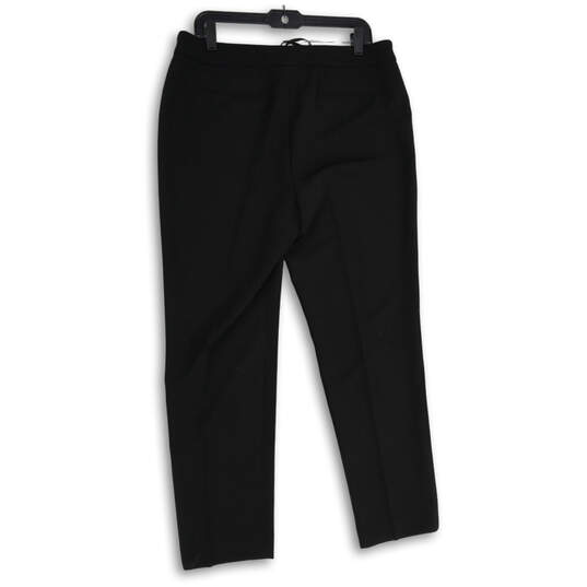Womens Black Flat Front Welt Pocket Straight Leg Dress Pants Size 12 image number 3