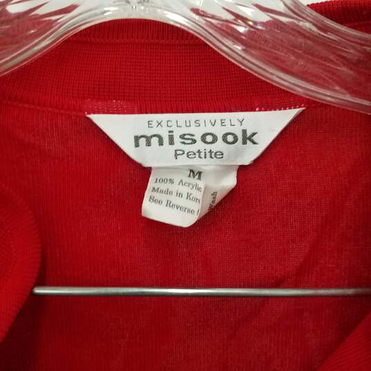 Misook Red V-Neck Sweater Petite Size Medium image number 3