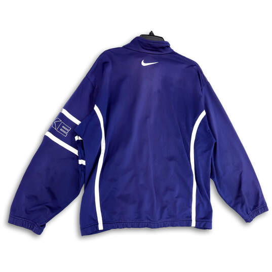 Mens Blue White Long Sleeve Full-Zip Windbreaker Jacket Size Large image number 3
