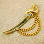 Vintage Coro Gold Tone & Rhinestone Sword Dagger Chain Accent Brooch 11.3g image number 1