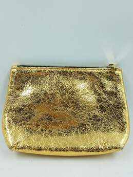 Authentic YSL Beauty Crinkled Gold Cosmetic Pouch alternative image