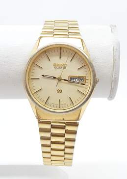 Vintage Seiko Quartz Gold Tone Day Date Men's Dress Watch 67.8g