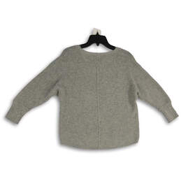 Womens Gray Knitted Round Neck Long Sleeve Pullover Sweater Size M alternative image