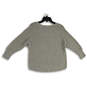 Womens Gray Knitted Round Neck Long Sleeve Pullover Sweater Size M image number 2
