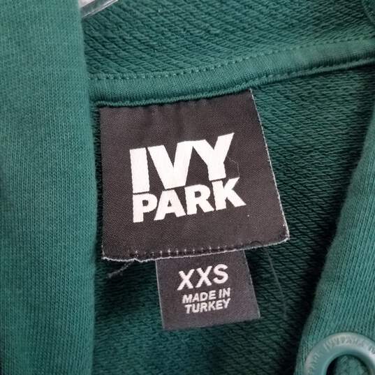 Ivy Park forest green contrast logo trim hoodie sweatshirt women's XXS image number 3