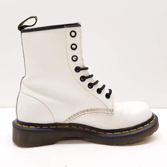 Dr. Martens 11821 White Leather Combat Boots Women's Size 7 image number 2