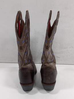 Tony Lama Leather Brown & Purple  Embroidered Western Style Boots Size 7B alternative image