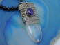 Artisan 925 Clear Quartz, Amethyst & Onyx Locket Pendant Necklace image number 3