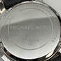 Designer Michael Kors MK5016 Silver-Tone Leather Band Analog Wristwatch image number 4