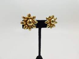 Vintage Coro Gold Tone Floral Clip Earrings & Icy Ribbon Statement Brooch 40.8g alternative image