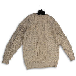 Mens Beige Crew Neck Long Sleeve Ribbed Pullover Sweater Size Medium alternative image