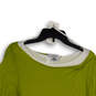 NWT Womens Green White Round Neck Long Sleeve Pullover Blouse Top Size XL image number 3