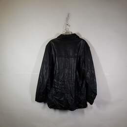 Mens Collared Long Sleeve Full Zip Leather Motorcycle Jacket Size Medium alternative image