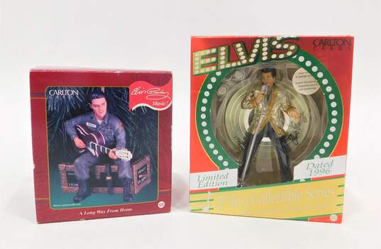 Carlton Cards Collection Elvis A Long Way From Home & Santa Bring My Baby Back Ornaments IOB image number 1